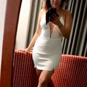 Chic White Plunge Mini Dress